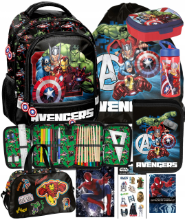 Avengers Paso viackomorový školský batoh čierny, Odtiene červenej, Odtiene modrej, Odtiene zelenej, Viacfarebné 18 l